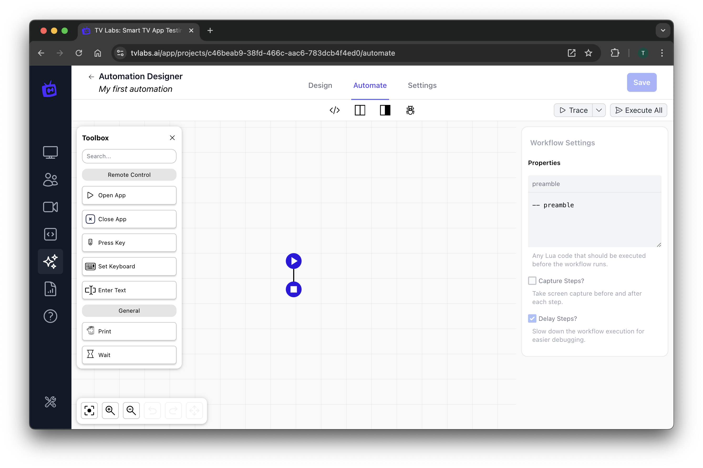 Automate tab