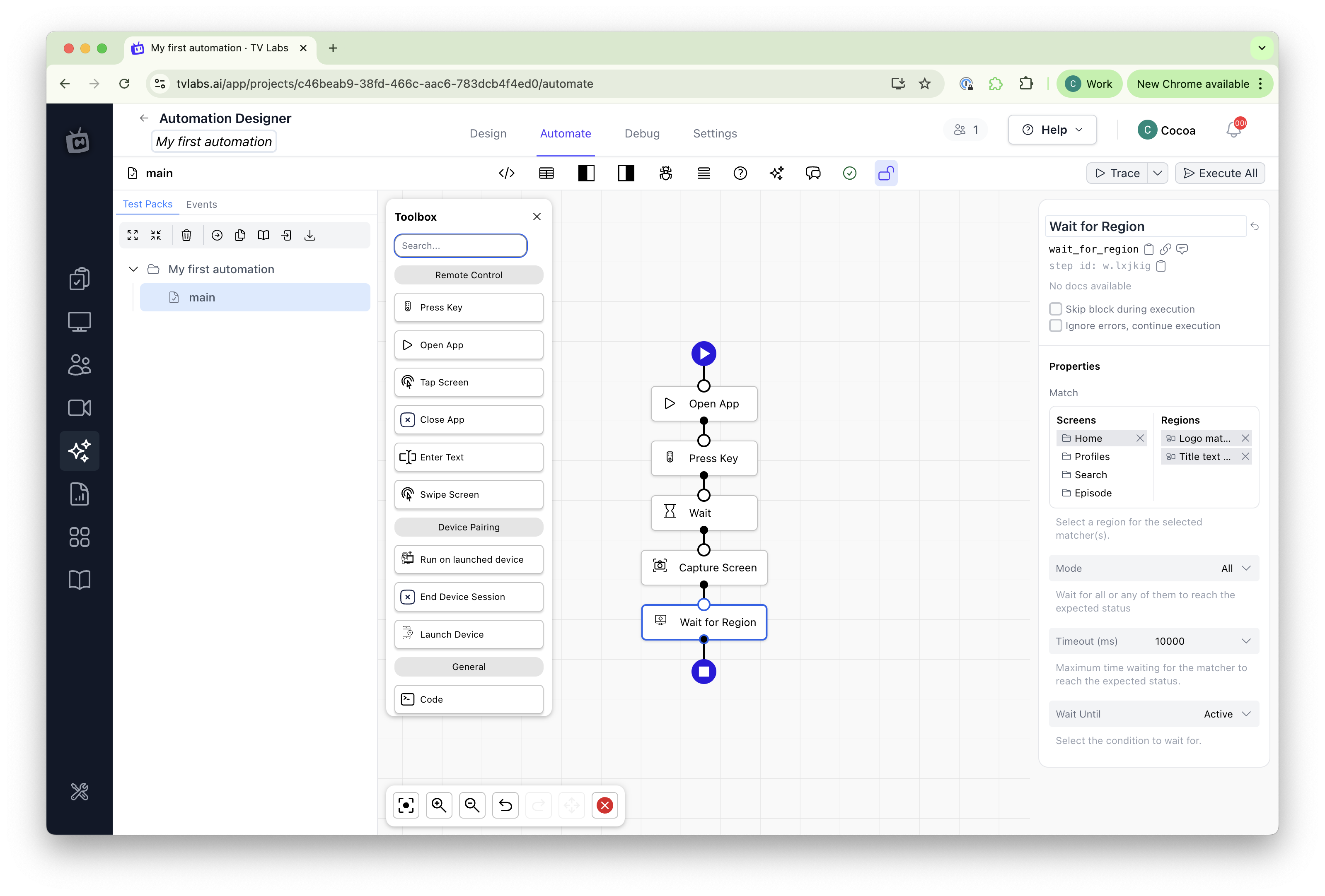 Wait for Region block