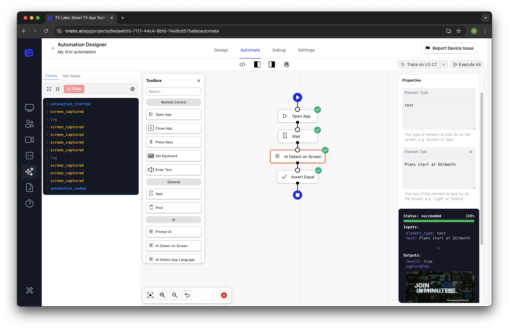 AI Detect on Screen Content-Based Assertion