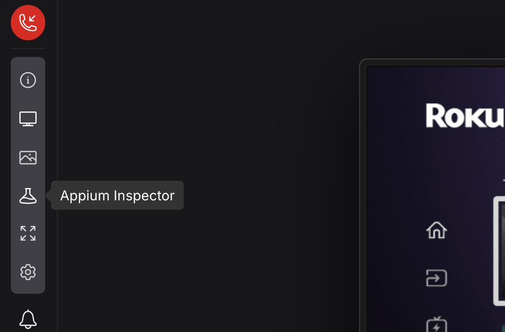Appium Inspector button in the Live Session toolbar